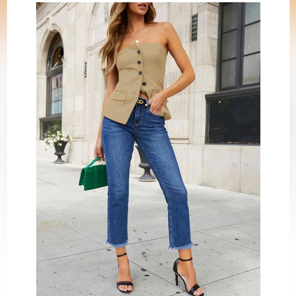 Cicy Bell Tops - Women’s Notched Neck Button Down Tube Tops Fitted Blazer M (NWOT)
